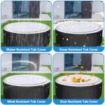 Tlswshsy 4.5 Ft Inflatable Hot Tub Cover- Energy Saving Lid for Round Hot Tub- Foldable Protective Rain Overflow Cover for Outdoor Inflatable Hot Tubs