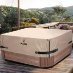 1000N Tearing Strength Hot Tub Cover Protector 85 x 85 inch fits 84 x 84, 83 x 83, 82 x 82 inch or 81 x 81 Square SPA, Hot Tub Covers Replacement-Wheat