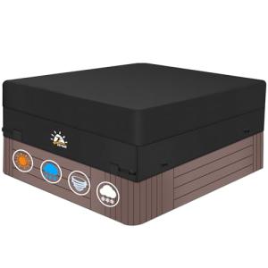 Zettum Hot Tub Cover - 600D Spa Cover Protector Waterproof & Heavy Duty, Outdoor Square Hot Tub Cover Cap Protection (85 x 85 Inch)