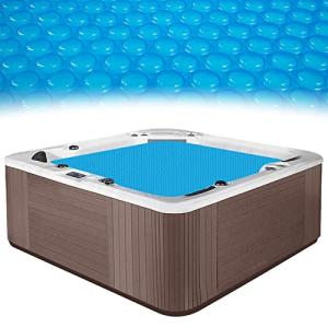 Spa and Hot Tub Cover - 7 × 7 FT 16-mil Square Hot Tub Thermal Insulation Solar Blanket Bubble Cover, 210 × 210 CM