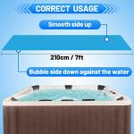 Spa and Hot Tub Cover - 7 × 7 FT 16-mil Square Hot Tub Thermal Insulation Solar Blanket Bubble Cover, 210 × 210 CM