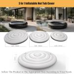 Sibosen Inflatable Hot Tub Cover with Handle, One Size Fits All Portable Hot tub Cover Upgrade Insulated Thermal Energy Saving Hot Tub Lid Protector Outdoor Windproof Rain-Proof Snow-Proof (White)