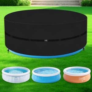 Round Hot Tub Cover, Heavy Duty Oxford Inflatable Spa Cover, Full Coverage Hot Tub Covers Replacement, Waterproof and Weatherproof Portable Cover Protectors for Outdoor