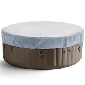 Round Hot Tub Cover 420D Polyester Waterproof Spa Covers for Hot Tub Replacement Outdoor Patio Hot Tub Protector (Grey, 79" Dx12 H)