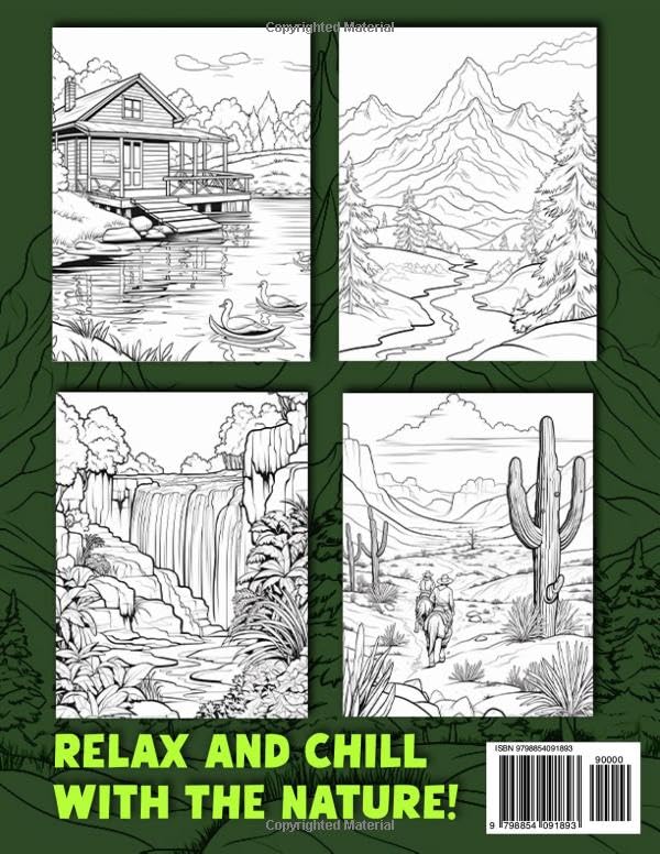 Relaxing Nature Coloring Book: Stunning Landscapes from Around the World