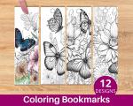 Coloring Bookmarks: Butterflies and Flowers Design