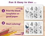 Coloring Bookmarks: Butterflies and Flowers Design