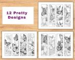 Coloring Bookmarks: Butterflies and Flowers Design