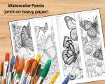 Coloring Bookmarks: Butterflies and Flowers Design