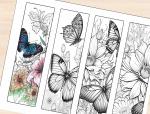 Coloring Bookmarks: Butterflies and Flowers Design