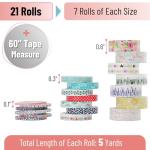 Floral Washi Tape Set - 21 Assorted Rolls