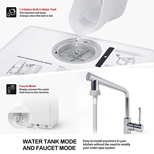 Compact Portable Dishwasher with Built-in Water Tank