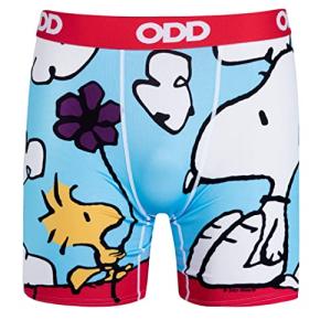Odd Sox Charlie Brown Peanuts Comic Boxer Brief for Men, Snoopy & Woodstock, Medium