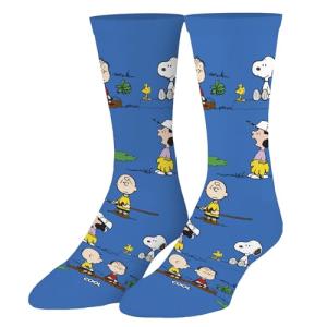 Cool Sock – Charlie Brown & The Outdoors Crew Socks – Official Peanuts Comic Strip Designs – Size Large for Men & Women – Fun Cotton Blend Novelty Gift for Adults