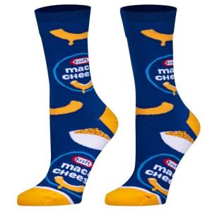 Cool Socks - Kraft Mac & Cheese Crew Socks - Food Graphic Novelty Sock - Size Medium for Men, Women & Kids - Fun Pop Culture Crazy Merch - Comfy Cotton Blend - Gift for Foodies Birthdays Holidays