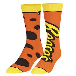 Odd Sox - Reese's Peanut Butter Cup Crew Socks - Split Design Candy Novelty Sock - Size Large for Men & Women - Fun Chocolate Cool Apparel - Comfy Cotton Blend - Gift for Foodies Birthdays Holidays