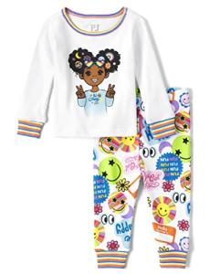 The Children's Place 2 PC Family Matching Pajamas Sets, Snug Fit 100% Cotton, Big Kid, Toddler, Baby, Girl Peace Signs & Smileys, 0-3 Months