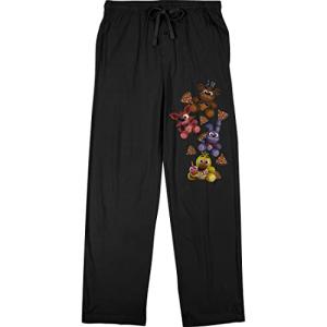 Five Nights at Freddy's Video Game Men's Mini Characters & Pizza Black Sleep Pajama Pants-Large
