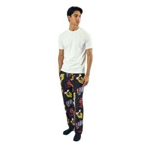 Five Nights At Freddy's Neon Character Heads Men's Black Sleep Pajama Pants-Medium