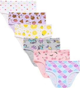 Slenily Little Girls Mermaid Underwear Kids Breathable Comfort Panties Children Soft Cotton Briefs (Pack of 6) Size 8