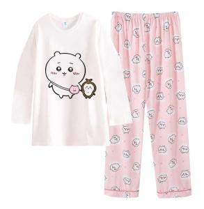Satdflie Cartoon Pajamas Set Women Girls 2 Piece Lounge Set Sleepwear Long Sleeve T Shirt and Lounge Pants Pjs Sets, Pink/1, M