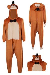 Vaianie Adult Bear Plush Jumpsuit Pajamas Cosplay One Piece Halloween Costume Sleepwear Homewear Unisex Brown