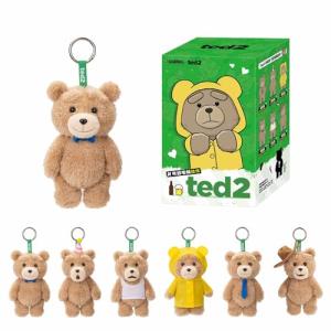 POP MART Ted2 Teddy Bear Action Plush Pendant Blind Box Figures, Random Design Action Figures Collectible Toys Home Decorations, Single Box