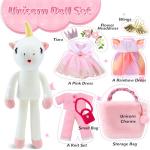 Eiranss Unicorns Toys for Girls Age 3-10, Ballerina Stuffed Animal Girl Toys with 3 Set Clothes & Plush Storage Bag, Dress up Doll Birthday Gift for Toddles Girls Stocking Stuffers