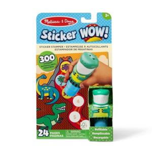 Melissa & Doug Sticker Wow!™ 24-Page Activity Pad and Sticker Stamper, 300 Stickers, Arts and Crafts Fidget Toy Collectible Character – Dinosaur Creative Play Travel Toy for Girls and Boys 3+,