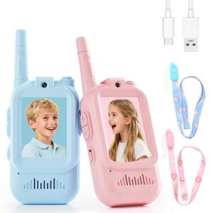Video Walkie Talkies for Kids – Kids Walkie Talkies 2 Pack with Voice Changer, 1000 Feet Range, Fun Toys for Indoor Play, Camping, Hiking, Travel – Birthday for Boys and Girls Ages 3-10