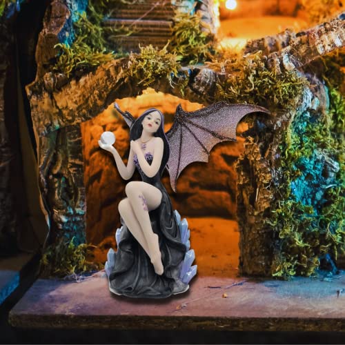 Dark Fairy Witch Spirit Forest Figurine with Magic Ball