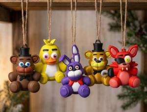 FNAF Five Nights At Freddy's Ornaments | Freddy, Foxy, Bonnie, Chica & Golden