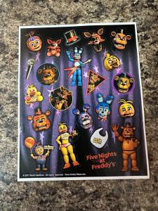 2017 Five Nights At Freddy's FNAF Stickers One Sheet NEW RARE