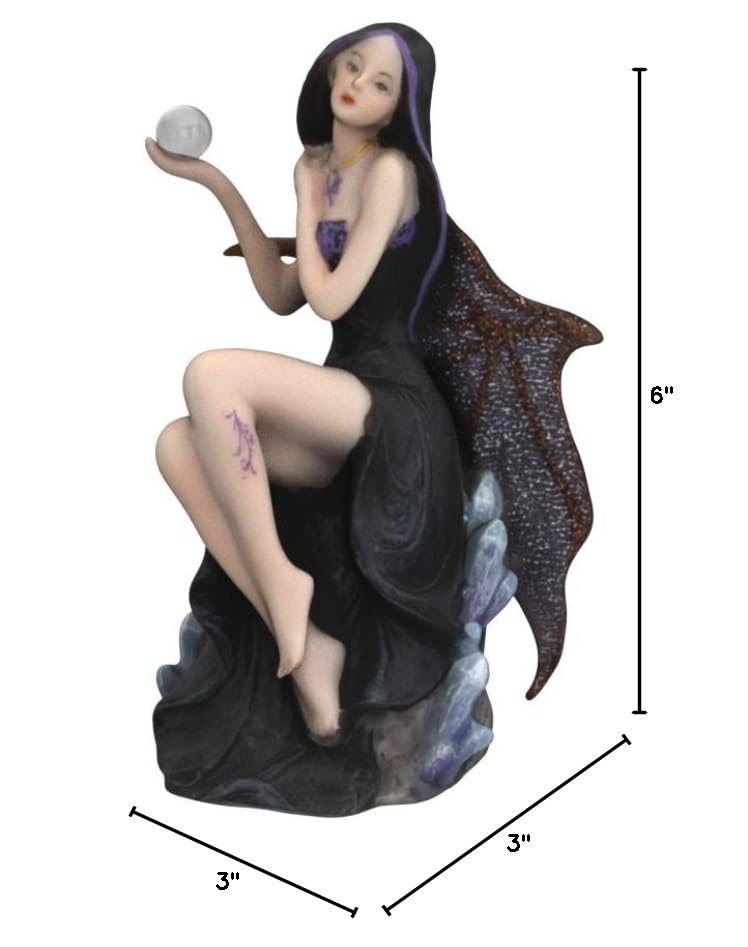 Dark Fairy Witch Spirit Forest Figurine with Magic Ball