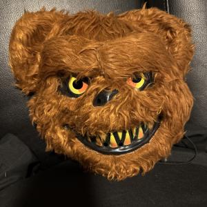 Vntg Five Nights At Freddy's Scary Teddy Bear Furry Face Mask Halloween Costume