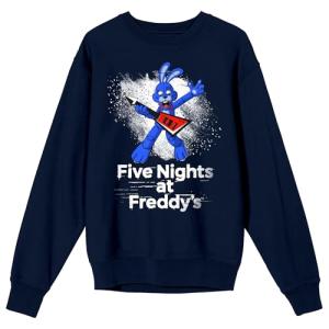 Bioworld Five Nights at Freddy's Bonnie With Guitar Men's Navy Blue Crew Neck Sweatshirt - Small