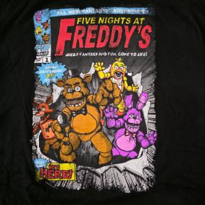FNAF Comic Book Style Black Tee for Adults