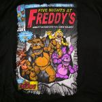FNAF Comic Book Style Black Tee for Adults