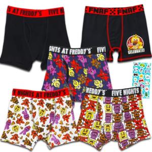 Five Nights at Freddy's Boxer Brief Set - Bundle with 5 Pairs of Five Nights at Freddy's Boys Size 6 Plus Stickers | FNAF Underwear for Boys Multicolor