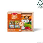 Melissa & Doug 4‑in‑1 Wooden Pets Jigsaw Puzzle Set, 48 Pieces with Storage Box, Toddler Puzzle Toy for Kids Ages 3+ - FSC Certified