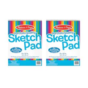 Melissa & Doug Drawing Paper, Sketch Pad, 2-Pack Bundle for Coloring, Writing or Painting (9 x 12 inches) - 50 Sheets Each, Kids Drawing Pad & Art Supplies for Kids Ages 3+ - FSC Certified