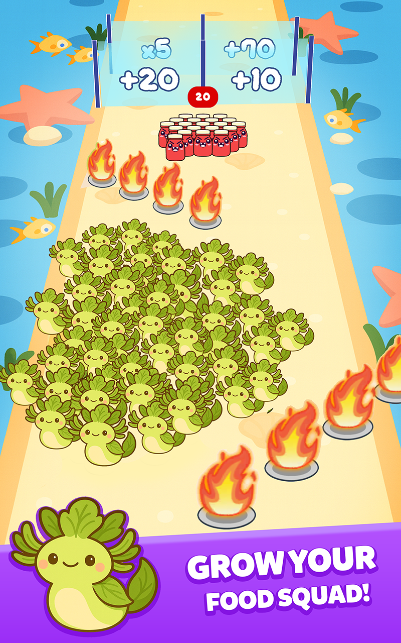 Food Kawaii Run: Crowd Control – Cute Foodimals Runner 3D with Choice Gates, Obstacles, Challenges & Trials