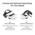 KIWI design K4 Head Strap, VR Headset Accessories for Meta Oculus Quest 3/3S, Non-Battery & Enhanced Support & Adjustable & Comfort Strap Gift for Kids and Adults