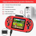 TaddToy 16 Bit Handheld Game for Kids Adults, 3.0'' Large Screen Preloaded 230 HD Classic Retro Video Games with USB Rechargeable Battery & 3 Game Cartridges for Birthday Gift for Kids 4-12 (Red)