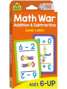 School Zone Math War Addition & Subtraction Game Cards: 56 Cards, Kindergarten, 1st Grade, 2nd Grade, Math Games, Numbers, Math Facts, Early Math, Ages 6+