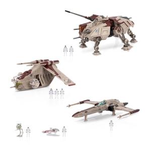 Star Wars Micro Galaxy Squadron Republic Attack Force Bundle Set - Deluxe Battle Pack with Five Vehicles Nine 1-Inch Micro Figure Accessories