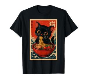 Kawaii Anime Cat Ramen Japanese Graphic Tees Men Women Teens T-Shirt