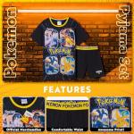 Pokemon T Shirt & Shorts Set for Boys Teens 2 Piece Anime Lounge Set Outfit (Black/Yellow, 9-10 Years)
