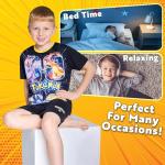 Pokemon T Shirt & Shorts Set for Boys Teens 2 Piece Anime Lounge Set Outfit (Black/Yellow, 9-10 Years)