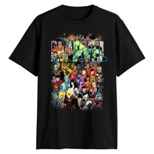 Marvel Comics Logo Superheroes Group Captain America Spider-Man T-Shirt(Black,X-Large)